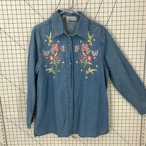 Passion 1 100% cotton, vintage, hummingbird butterfly floral embroidered…